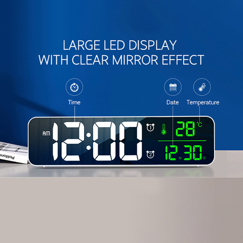 LED Digital Alarm Clock Watch For Bedrooms Table Digital Snooze Electronic USB Desktop Mirror Clocks Home Table Decoration 1PC ► Photo 1/6