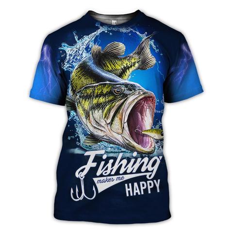 Animal Fishing Art Harajuku summer t-shirt Cool Chase Hook Fish Print Fashion 3D Short sleeve T-shirt Dropshipping and Wholesale ► Photo 1/6