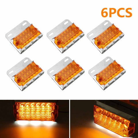 6pcs 24V 15 LED Side Marker Lights Car External Lights Squarde Warning Tail Light Signal Lamps Auto Trailer Truck Lorry Amber ► Photo 1/6