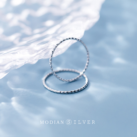 Modian Authentic 925 Sterling Silver Round Circle Slim Finger Ring for Women Simple Geometric Rings Fashion Fine Jewelry Bijoux ► Photo 1/5