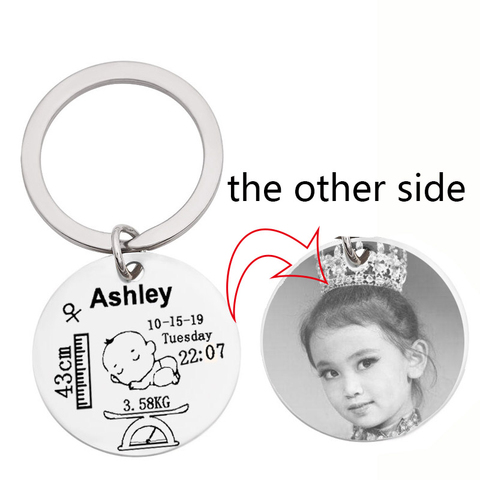 Personalized Baby Keychain Engraving Name Gender Symbol Date Of Birth Height Of Weight For Newborns Baby Customized Key Chain ► Photo 1/6