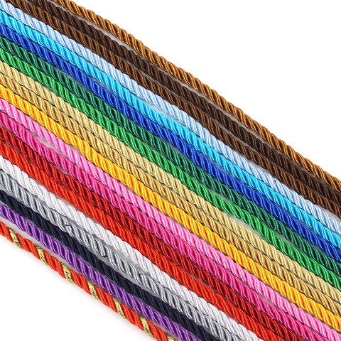 10 meters 3mm 3 Shares Twisted Cotton Nylon Cords Colorful DIY Craft Braided Decoration Rope Drawstring Belt Accessories JK2022 ► Photo 1/6