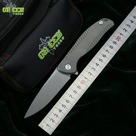 Green thorn Flipper F95 R18 D2 steel blade Titanium handle outdoor camping hunting pocket kitchen fruit folding knife EDC tools ► Photo 1/1