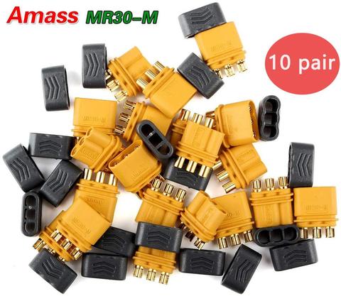 10 Pairs Amass MR30 Male Female Connector Plug Gold-plated with Sheath Housing for RC Lipo Battery Multicopter Airplane Original ► Photo 1/6