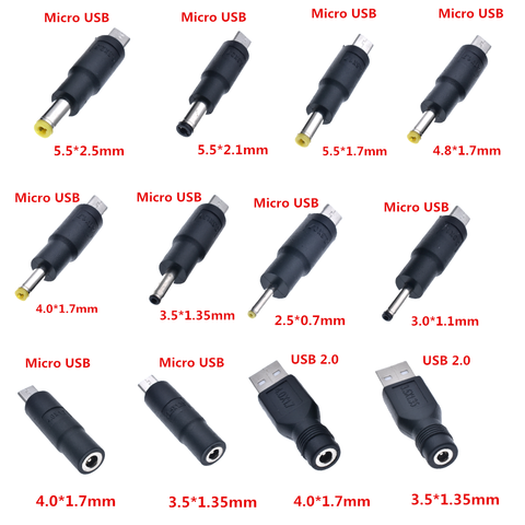 1PCS USB 2.0 Micro USB to DC 3.5*1.35 4.0*1.7 5.5*2.5 5.5*2.1 mm Female Plug Jack Converter Laptop Adapter Connector ► Photo 1/6