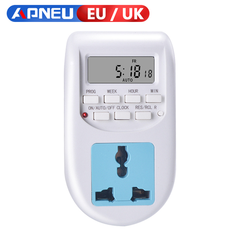 Digital Time Switch Timer With UK EU Socket Weekly Programmable Electronic Digital Timer Switch LCD Display 220V 50Hz 10A ► Photo 1/6