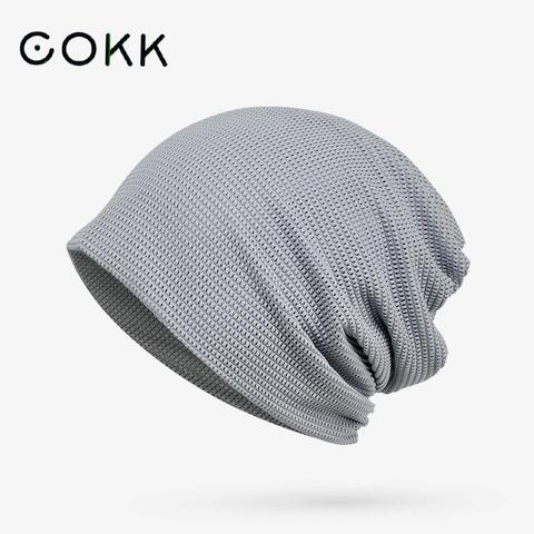 COKK Summer Beanie Hat Women Men Unisex Solid Mesh Breathable Turban Hat Headwear Baggy Cap Headwrap Hariband Bonnet Femme Gorro ► Photo 1/6