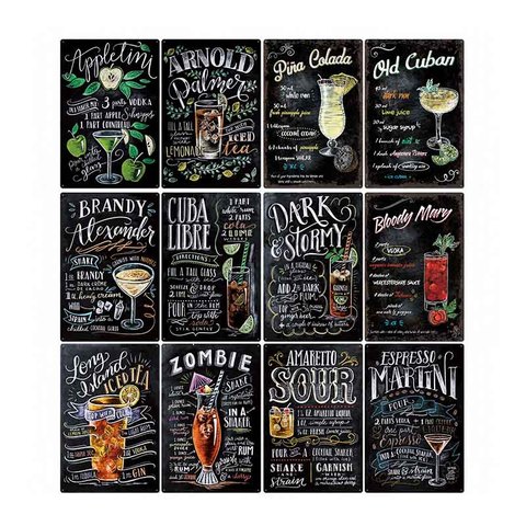 Classic Cocktail Posters Metal Signs Mojito Martini Vintage Plaque Bar Pub Club Wall Decorative Plates Home Decor 20*30 cm ► Photo 1/6