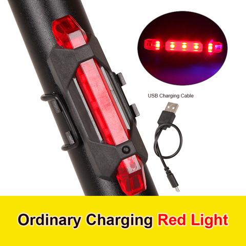 Bicycle Bike USB Charging Tail Rear RED Warning Light Lamp 4 Modes Portable