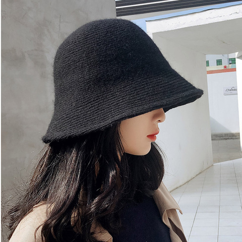 MAXSITI U Solid Color Wool  Bucket Hat Women's Autumn and Winter Fisherman  Vintage Knitting  Basin Cap ► Photo 1/6