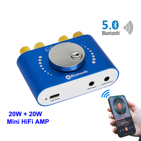 Mini 2.0 Channel Bluetooth 5.0 Digital Amplifier Receiver Class D Stereo  Amp