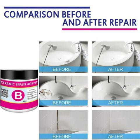 1pcs 50ml Effective A B Tile Grout Ceramic Repair Paste Repair For Repairing Bathroom Kitchen Sink, Bath Tub Or Ceramic Floor ► Photo 1/6