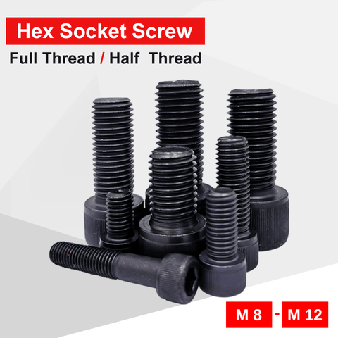 Hexagon Hex Socket Cup Head Screw Bolts M8 M10 M12 carbon steel material screws black color din 912 grade 12.9 for machinery ► Photo 1/6