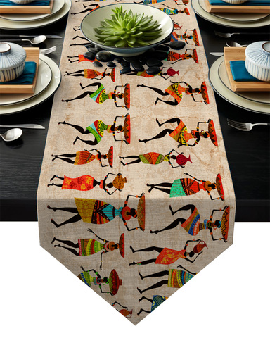 Ethnic African Women Table Runner Kitchen Decor Table Flag Tablecloth Placemat Hotel Home Festival Decoration Table Runners ► Photo 1/6