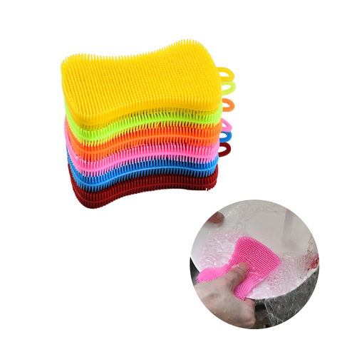 1Pcs Kitchen Cleaning Brush Silicone Dishwashing Brush Fruit Vegetable Cleaning Brushes Pot Pan Sponge Scouring Pads Tool ► Photo 1/6