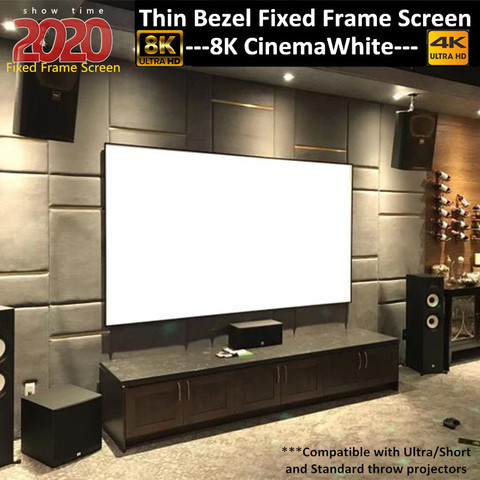 Fixed Frame Projector Screen Wall Mount 16:9 8K 4K Ultra HD 3D  Black Projection Screen for Indoor Movie Video ► Photo 1/6