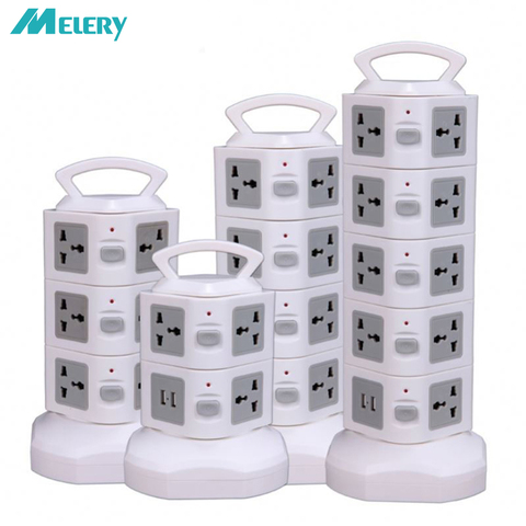 Tower Power Strip Surge Protector Vertical Multi Sockets 7/11/15/19 Way Universal Outlets Plug Socket USB 6.5Ft Extention Cord ► Photo 1/6