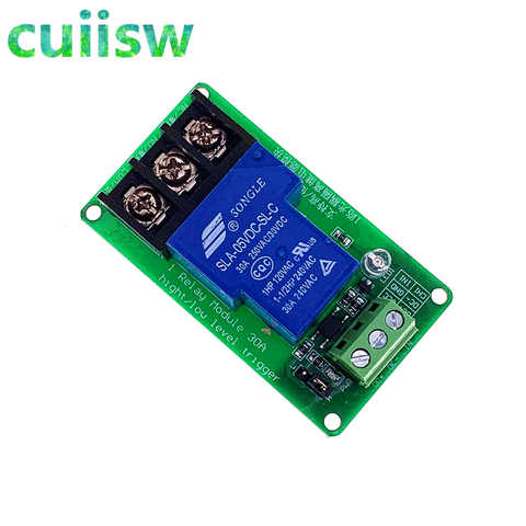 ONE 1 channel relay module 30A with optocoupler isolation 5V 12V 24V supports high and low Triger trigger ► Photo 1/5