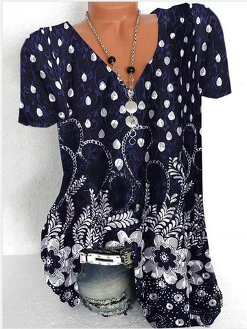 Casual printed large size women's T-shirt V-neck sleeveless vest ladies T-shirt tops women ► Photo 1/1
