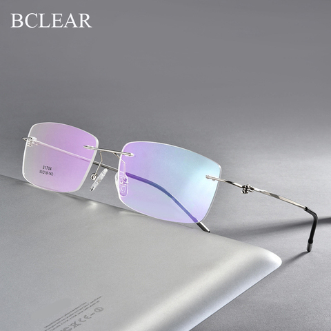 Alloy Rimless Unisex Eyeglasses Frames Men Women Fashion Ultra Light No Screws Frameless Spectacle Frame Spring Hinge очки ► Photo 1/5