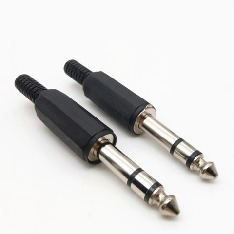 5pcs  6.35mm  Double Channel Audio Jack Plug Headphone male Connector 6.35mm Stereo Headset Jack Audio Cable Connection Terminal ► Photo 1/3