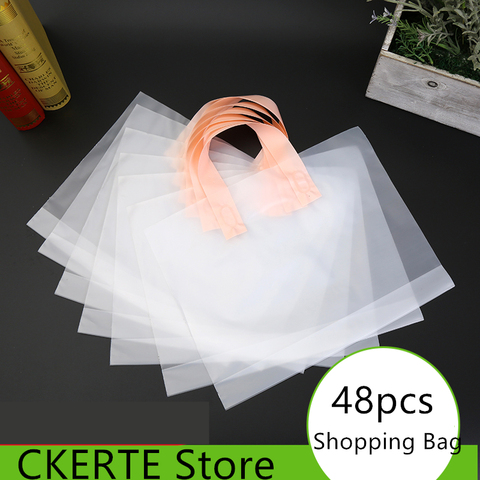 48PCS Transparent plastic bag  Plastic Clothes Bag Plastic Printed Gift Pouch Clothing Store Packet Shopping Bags with Handle ► Photo 1/5