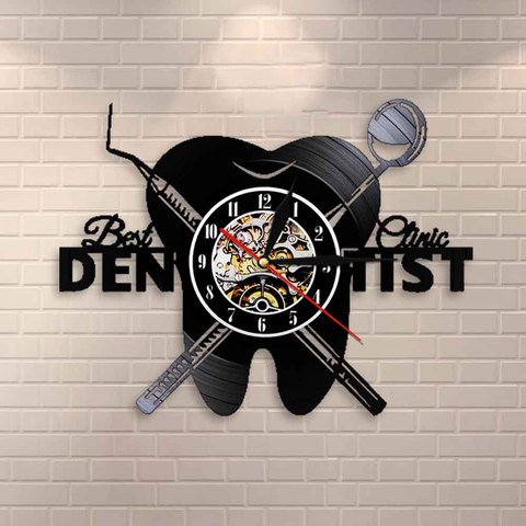 Dentist Equipment Dental Office Teeth Wall Sign Decorative Clock Orthodontist Vinyl Record Wall Clock Nurse Appreciation Gift ► Photo 1/6