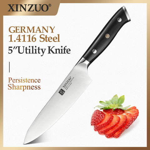 XINZUO 5 inch Utility Knife High Carbon Stainless Steel Germany 1.4116 Kitchen Knives Brand  Ebony Handle Kitchen Accessories ► Photo 1/6