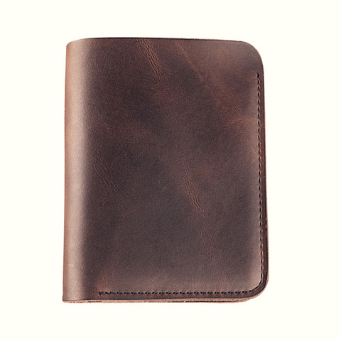 genuine leather handmade wallet men  minimal cow Leather mens wallet Crazy Horse Carteras Hombre Billetera ► Photo 1/3