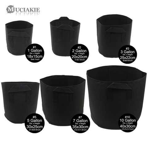 MUCIAKIE 1-10 Gallon Fabric Grow Bags Breathable Pots Planter Root Pouch Container Plant Pots with Handles Garden Supplies ► Photo 1/6