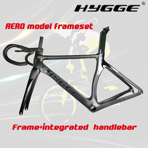 2022 HYGGE carbon aero bike frameset with handlebar, KNIGHT racing carbon road frame, aero V BRAKE frame, 700C cheap price ► Photo 1/6