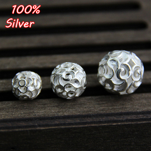 2pcs Wholesale 925 Silver Color Craft Spacer Beads 8 10 12mm Bracelets Decoration Round Charm Beads DIY Birthday Jewelry ► Photo 1/6