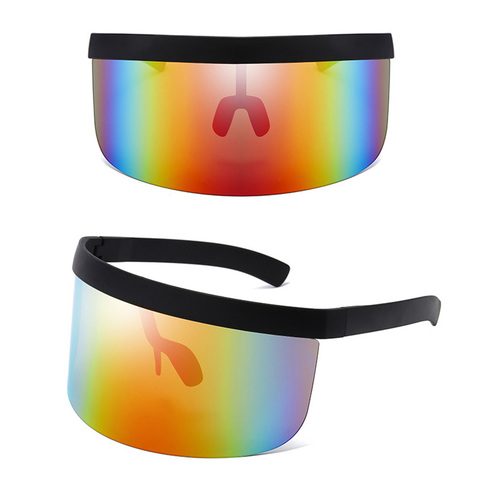 Sun Glasses Half Face Shield Guard Protector Extra Lagre Oversize Huge Mono Mirrored Lens Futuristic Visor-Shield Sunglasses ► Photo 1/6