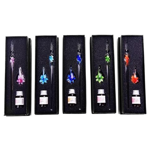 Glass Pen Glass Dip Pen Faux Crystal Ink Signature Inside Flower for Writing Art Decor Gift 2022 ► Photo 1/6