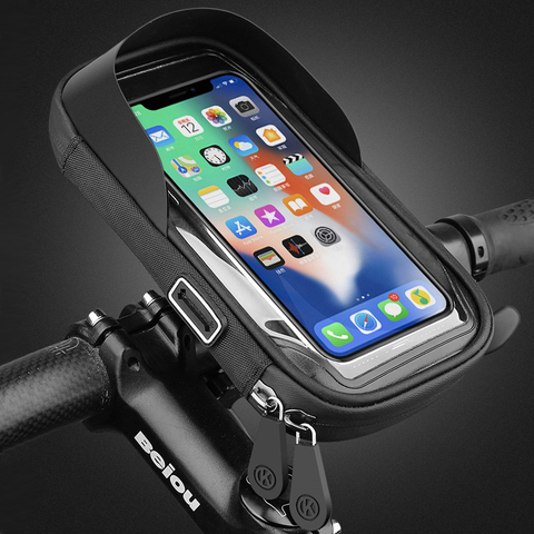 Waterproof Bike Bicycle Phone Mount Bag Case Motorcycle Handlebar Phone Holder Stand for 4.5-6.4 Inch Mobile Cell Phones ► Photo 1/6