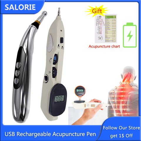 USB Rechargeable Acupuncture Pen Electric Acupuncture Point Massage Pen Massage Device Body Massager Muscle Stimulator Therapy ► Photo 1/6