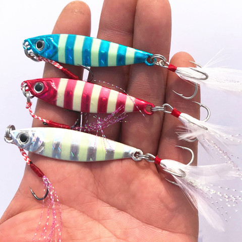 1PC Luminous Long Metal Jig Fishing Lure Slow Cast Jigging Spoon 15G 20G 30G 40G 60G Artificial Shore Lead Metal Bait Sea Tackle ► Photo 1/6