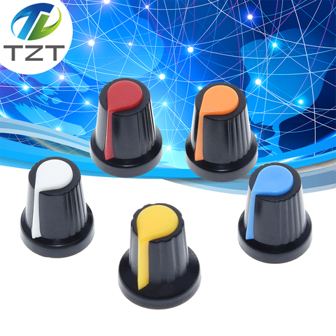 25PCS/lot WH148 potentiometer knob cap(copper core) 15X17mm 6mm Shaft Hole AG2 Yellow Orange Blue White Red 5value*5PCS=25PCS ► Photo 1/6