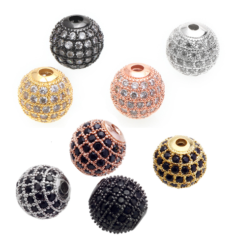 beads for jewelry making Zirconia Round Pave Beads Loose Spacer CZ Bead Ball for DIY Jewelry Making Findings accessories jewelry ► Photo 1/6