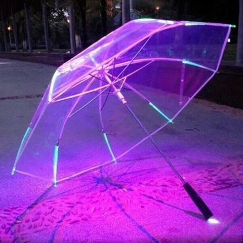 Dropship Umbrella With LED Features 8 Rib Light Transparent With Flashlight Handle ► Photo 1/6