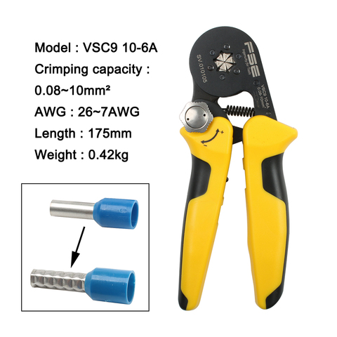 Crimping pliers tools VSC9 10-6A 0.08-16mm2 23-7AWG for tube type needle type terminal manual adjustable tools ► Photo 1/6