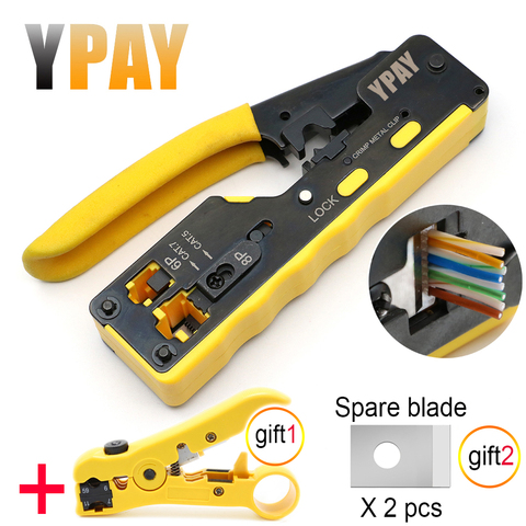 YPAY all in one EZ rj45 pliers crimper cat5 cat6 cat7 network tools rj 45 ethernet cable Stripper pressing clamp tongs rg45 lan ► Photo 1/6