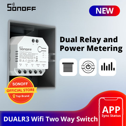 SONOFF DUALR3 Dual Relay Module Wifi DIY MINI Switch Two Way Power Metering  2 Gang/ Way Switch Timing Smart Home eWeLink APP ► Photo 1/6