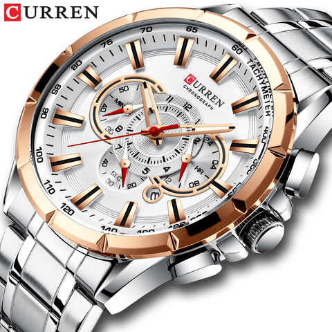 CURREN Sport Watches Men‘s Luxury Brand Quartz Clock Stainless Steel Chronograph Big Dial Wristwatch with Date Relogio Masculino ► Photo 1/6