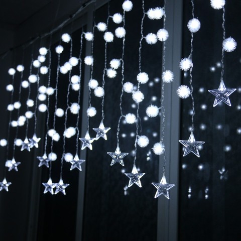 3.5m curtain light string Christmas fairy wedding party string lights window decoration EU/US plug star dandelion garland light ► Photo 1/6