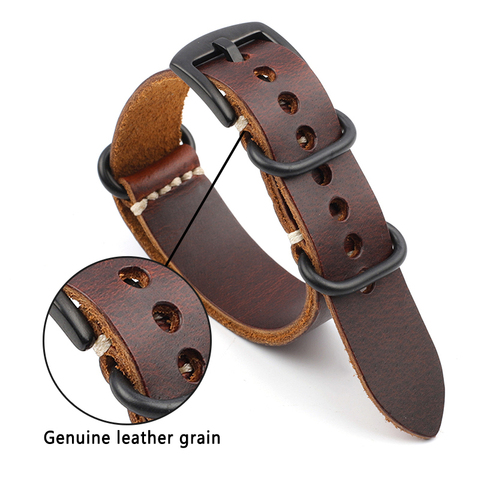 Onthelevel Genuine Leather Nato Zulu Strap 18mm 20mm 22mm 24mm Replacement Watchband Watch Accessories Wristband #D ► Photo 1/6
