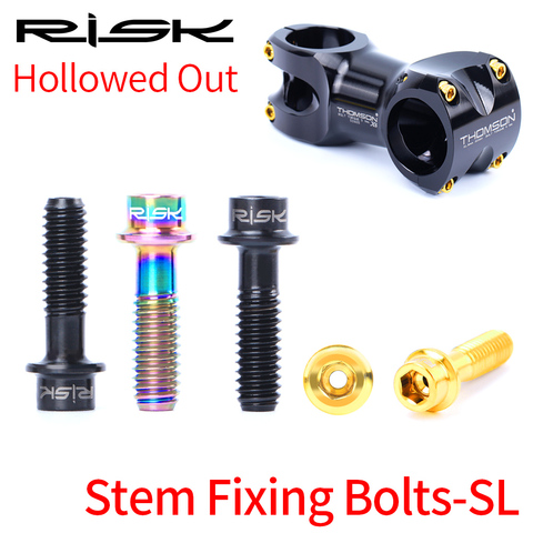 RISK 6pcs/box Road Mountain Bike Bicycle Hollowed Out M5x18 SL Handlebar Stem Fixing Bolts Titanium Alloy Screws ► Photo 1/6