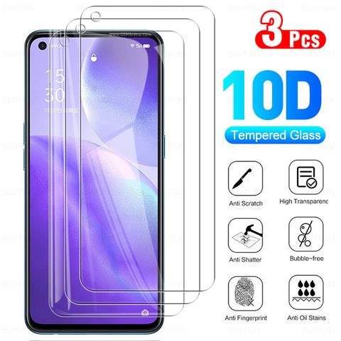 3pcs hd clear tempered glass for oppo reno5 reno 5 5g/4g 6.43 inches cph2145 9h premium smart phone screen protectors film cover ► Photo 1/6