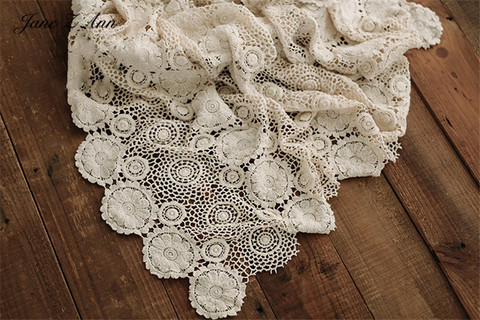 Jane Z Ann  magical hollow  lace cotton background cloth blanket  newborn photography props basket filler 2 sizes ► Photo 1/4