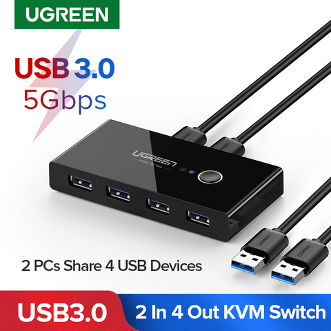 Ugreen USB Switch KVM Switch USB 2.0 3.0 Printer Box 2 In 4 Out Computer Peripherals KVM Switches for PC Moniter USB Sharing Box ► Photo 1/6